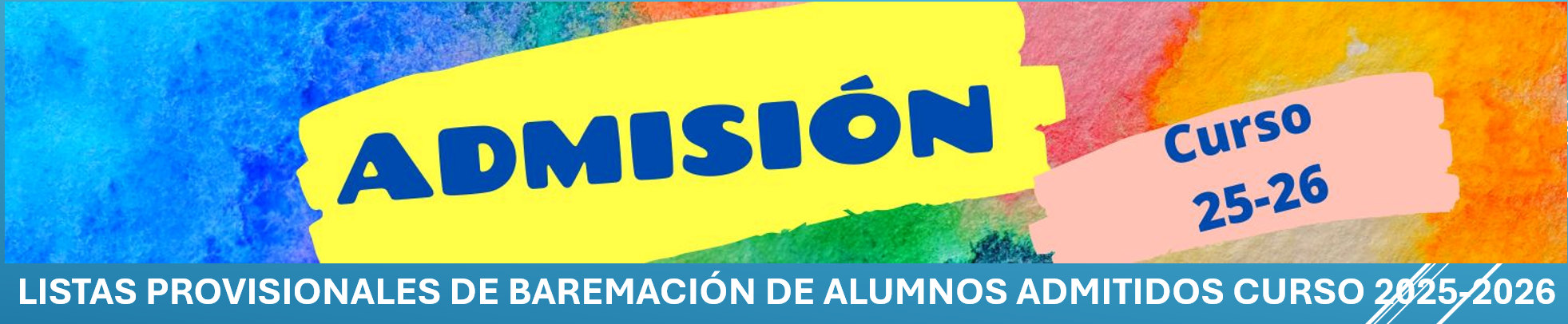 Admisión_Listas provisionales Baremación_Curso 25-26