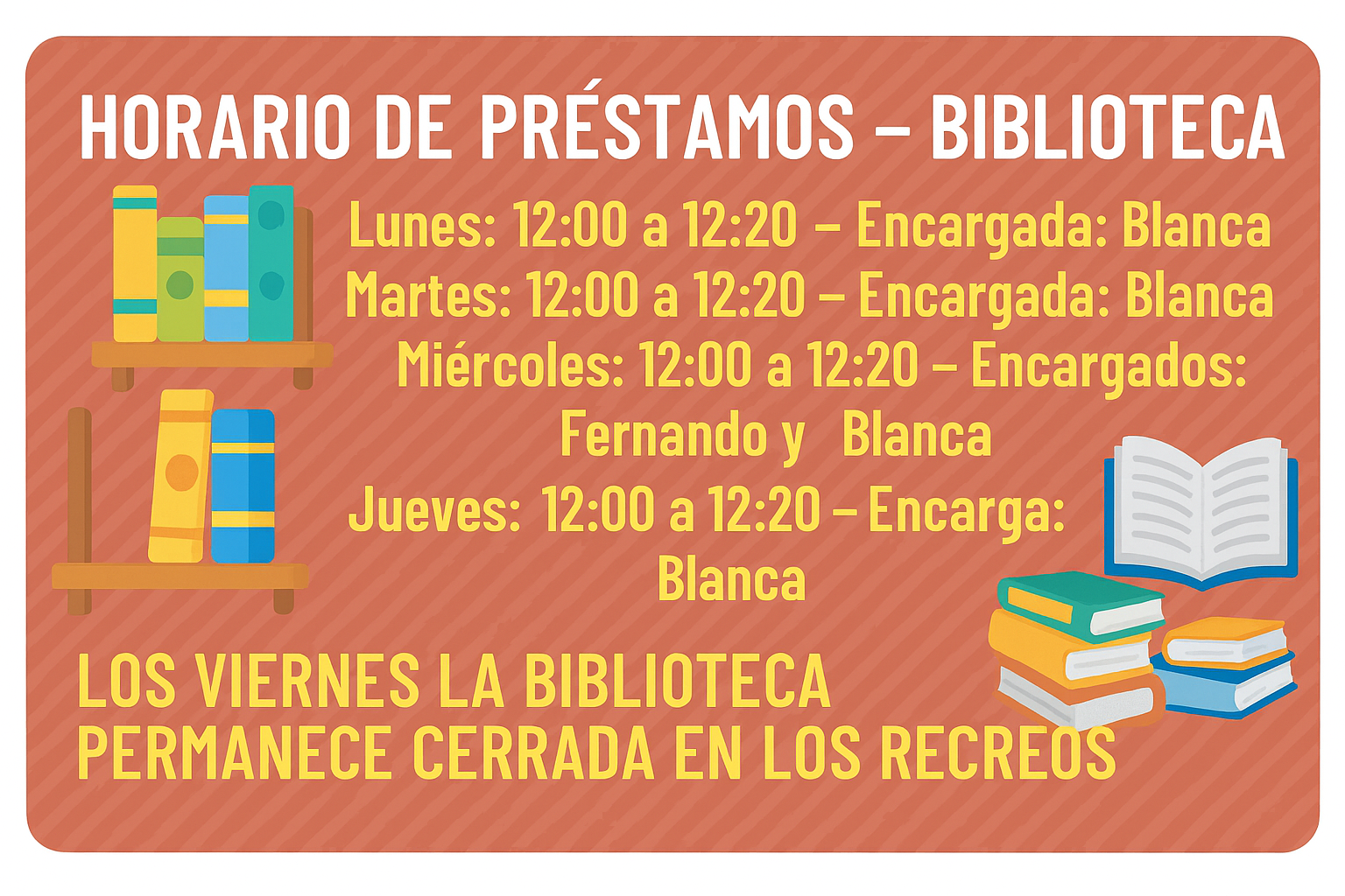 Horario de Préstamos Biblioteca 25-26 Horario de Préstamos Biblioteca 25-26